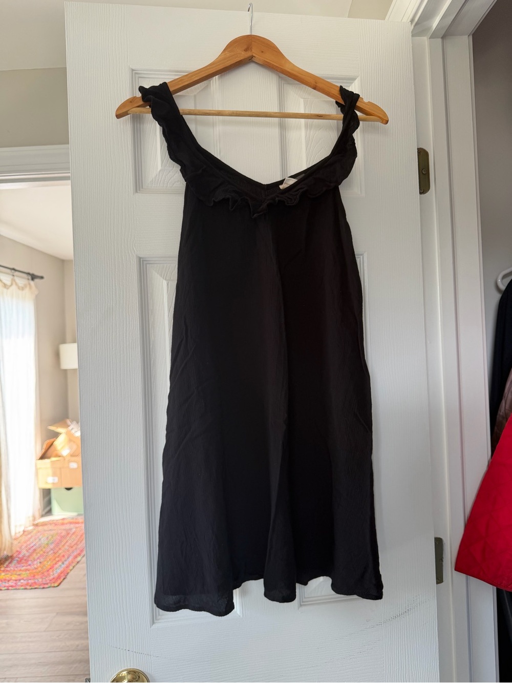 Roxy Black Mini Dress with Ruffle Straps